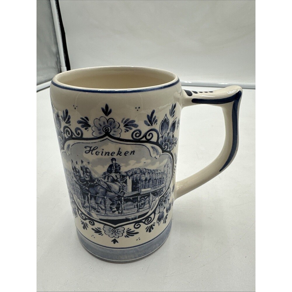 Vintage Heineken Hand Painted Delft Blue Stein Beer Mug Made in Holland